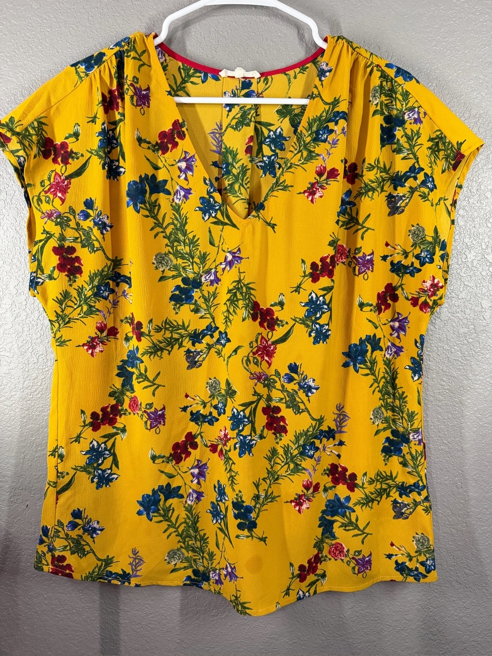 Pleione Bright Yellow Floral V-Neck Tunic
